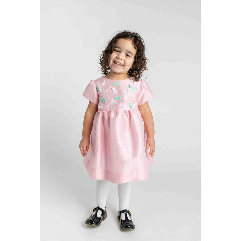 Dupioni Dress With Flower Vines