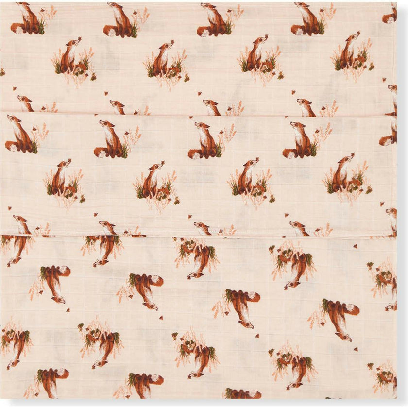 Floral Organic Cotton Muslin Swaddle Blanket