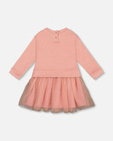 Bi-Material Dress with Mesh Skirt and