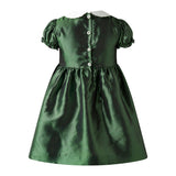 Green Taffeta Rosebud Smocked Dress