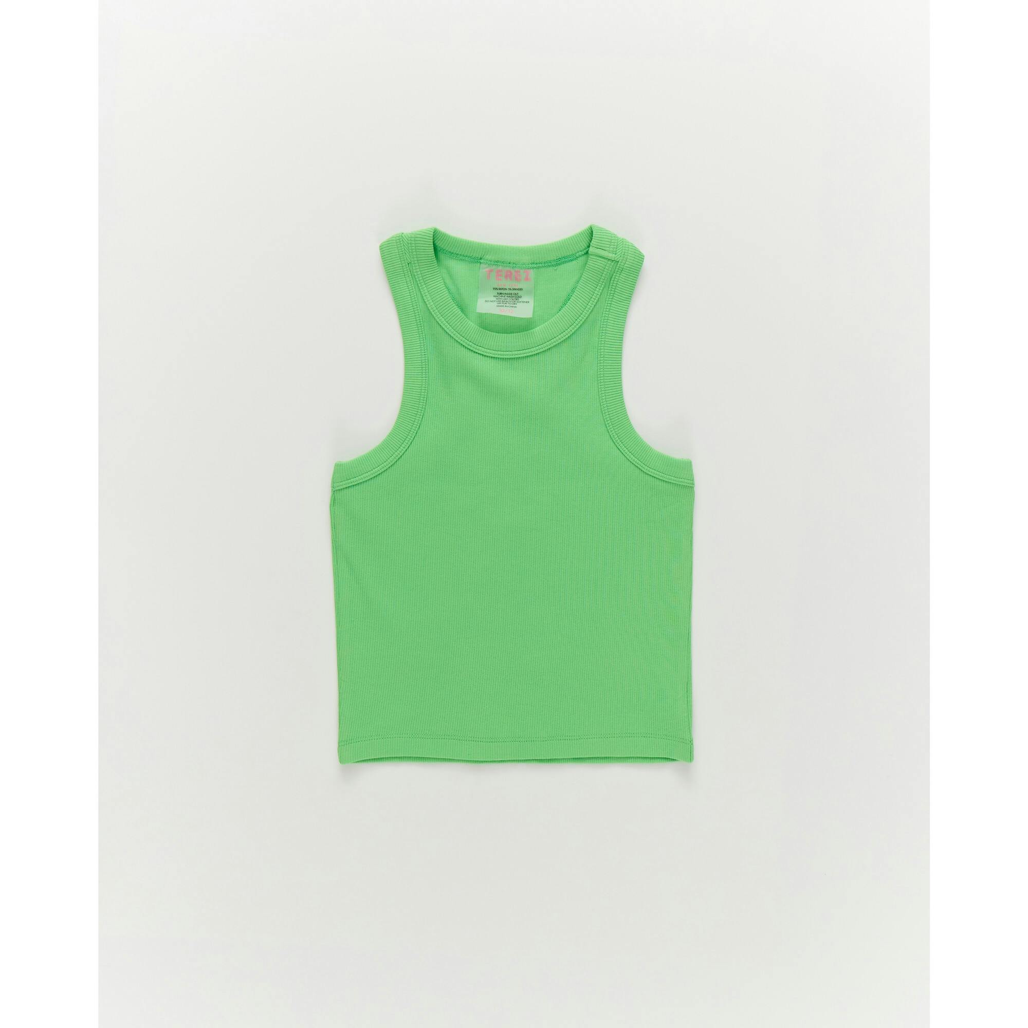 Girls Rib Tank in Tropic Green