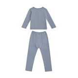 Blue Solid Wool-Blend Pajama Set