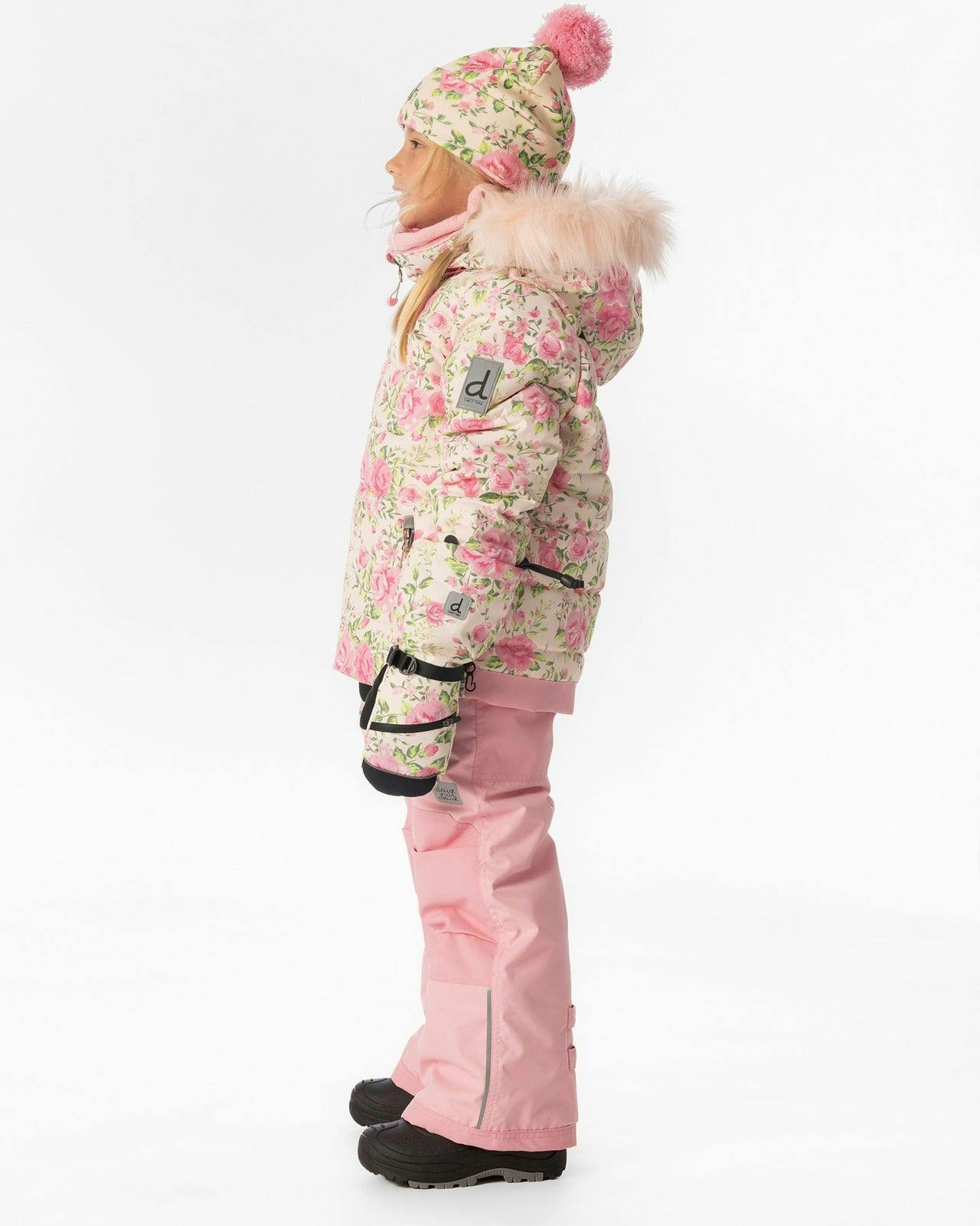 Two Piece Play Snowsuit Pink Minit Flower Print With Pink Pants
