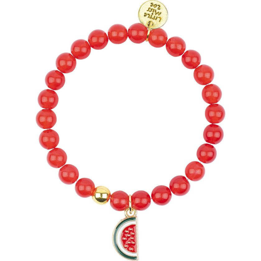 Gemstone Bracelet With Watermelon Enamel Charm
