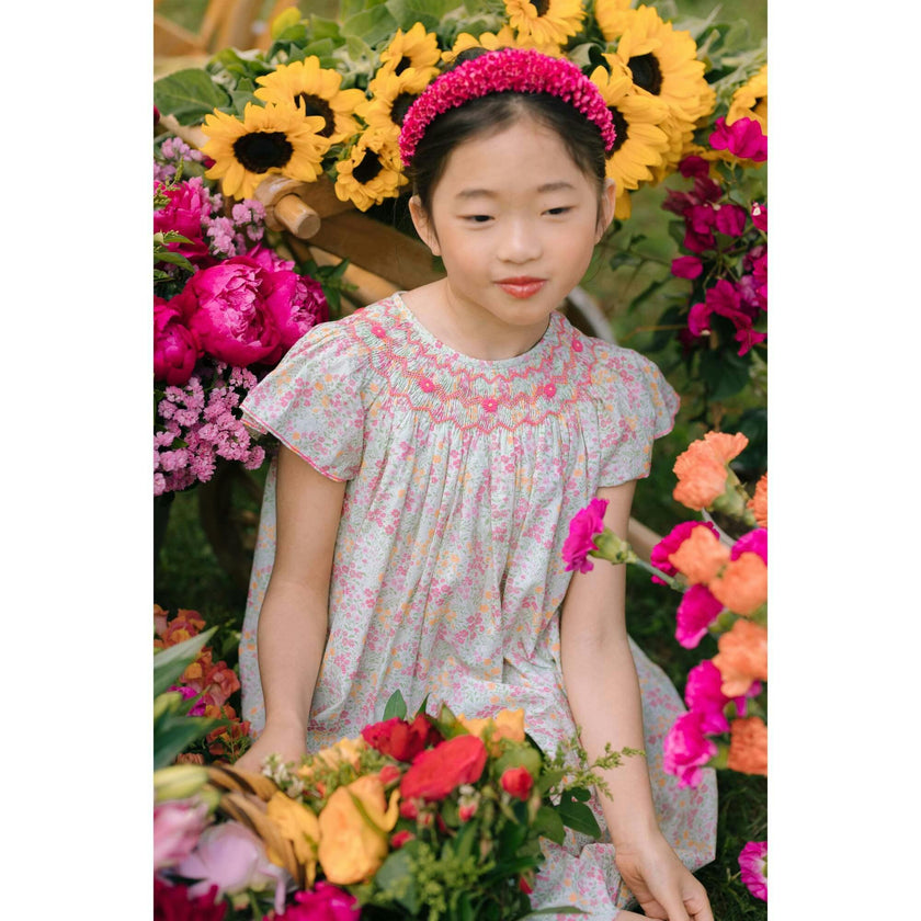 Prune Floral Frills Bishop Dress