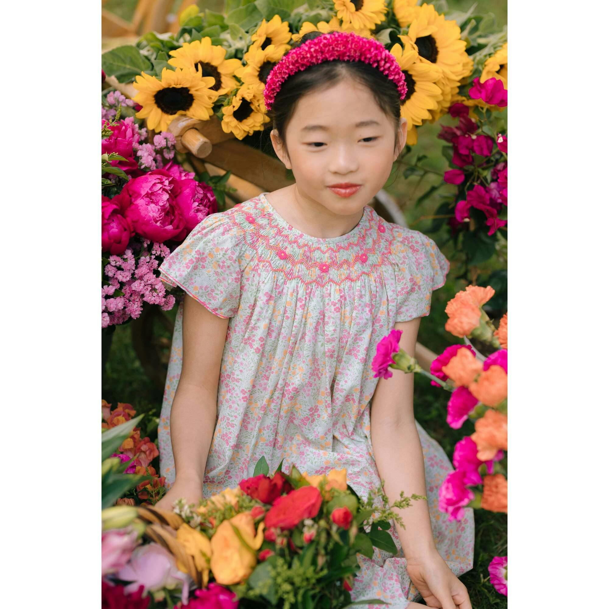 Prune Floral Frills Bishop Dress