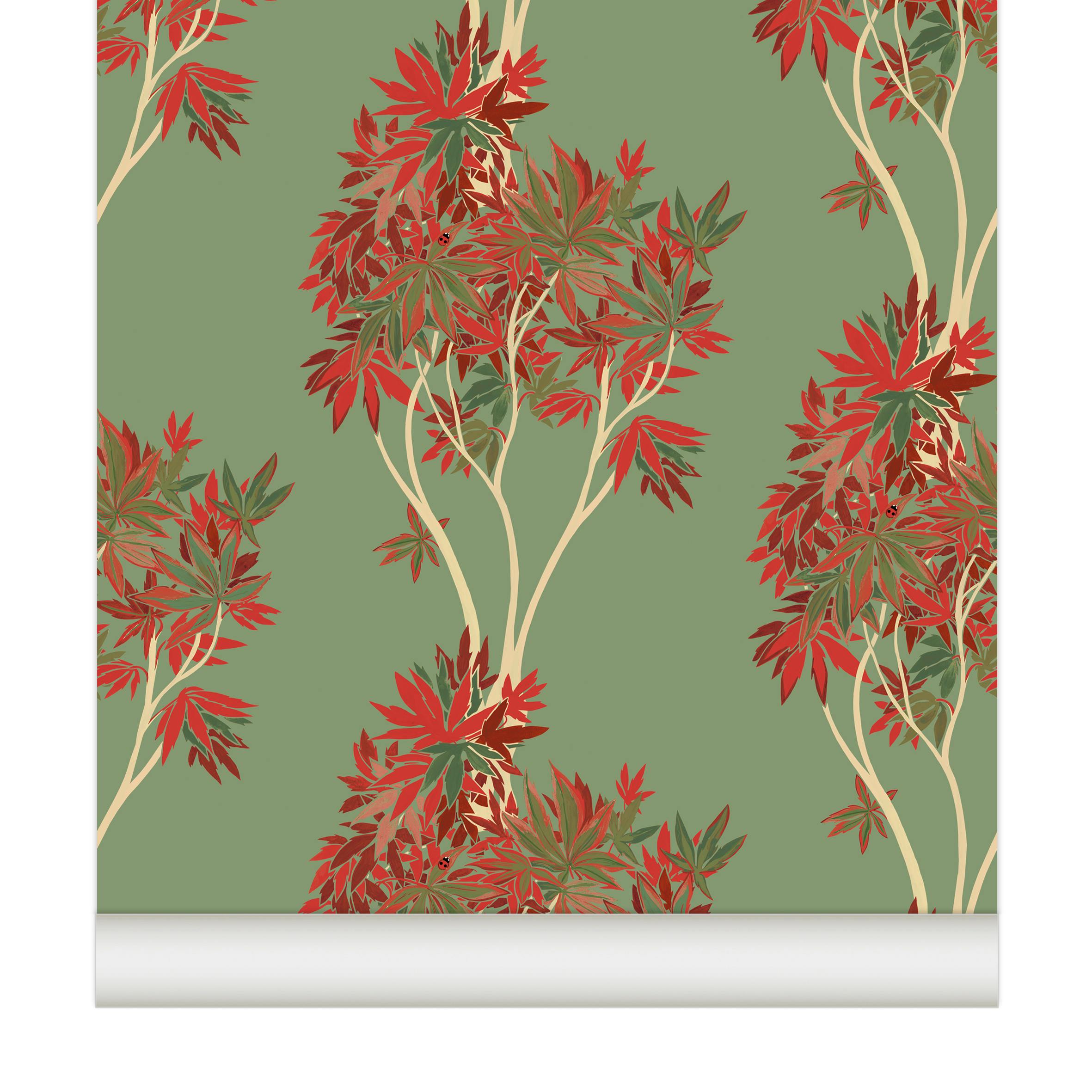 Papier peint ÉRABLES coloris Rouge