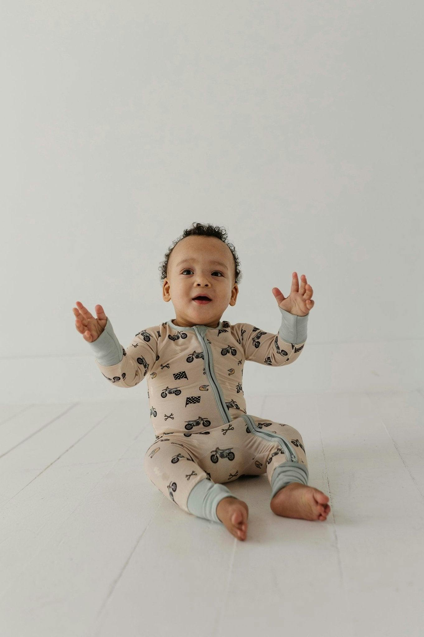 Baby Boy Long Sleeve Zip Romper in Dinosaur