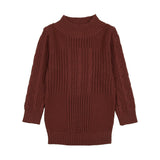Split Style Knit Mao Collar Crew Fit Sweater