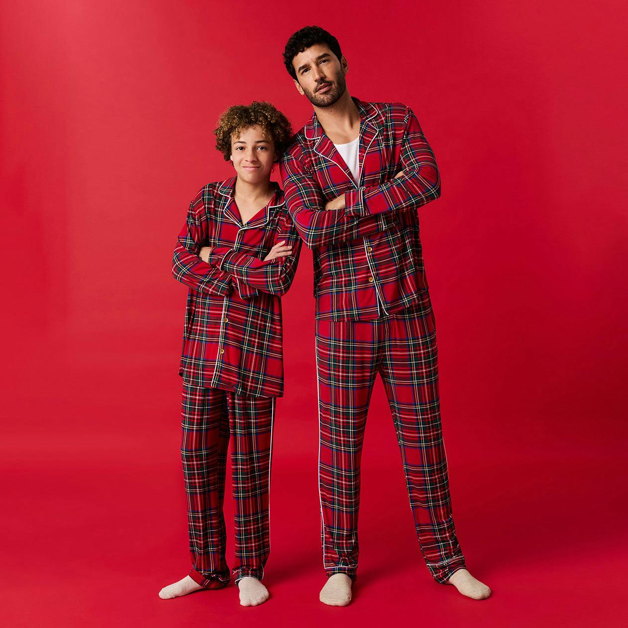Red Tartan Plaid Men's Relaxed Pant Luxe Loungewear