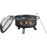 30" Outdoor Round Wood Burning Fire Pit with Steel Base