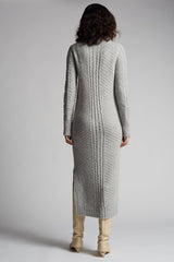 Women's Lora Ribbed Hem Long Sleeve Cable Knit Sweater Dress