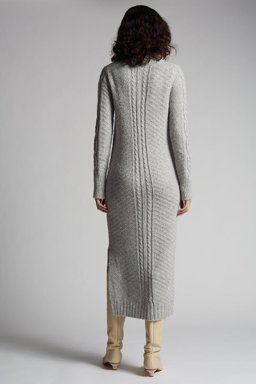 Women's Lora Ribbed Hem Long Sleeve Cable Knit Sweater Dress