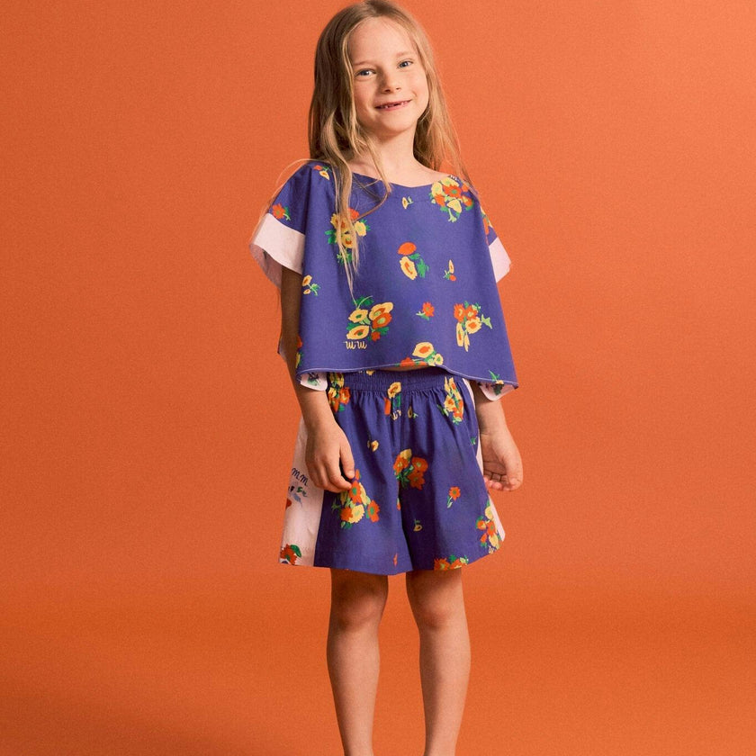 BLOSSOM PATCHWORK SHORTS BLUE