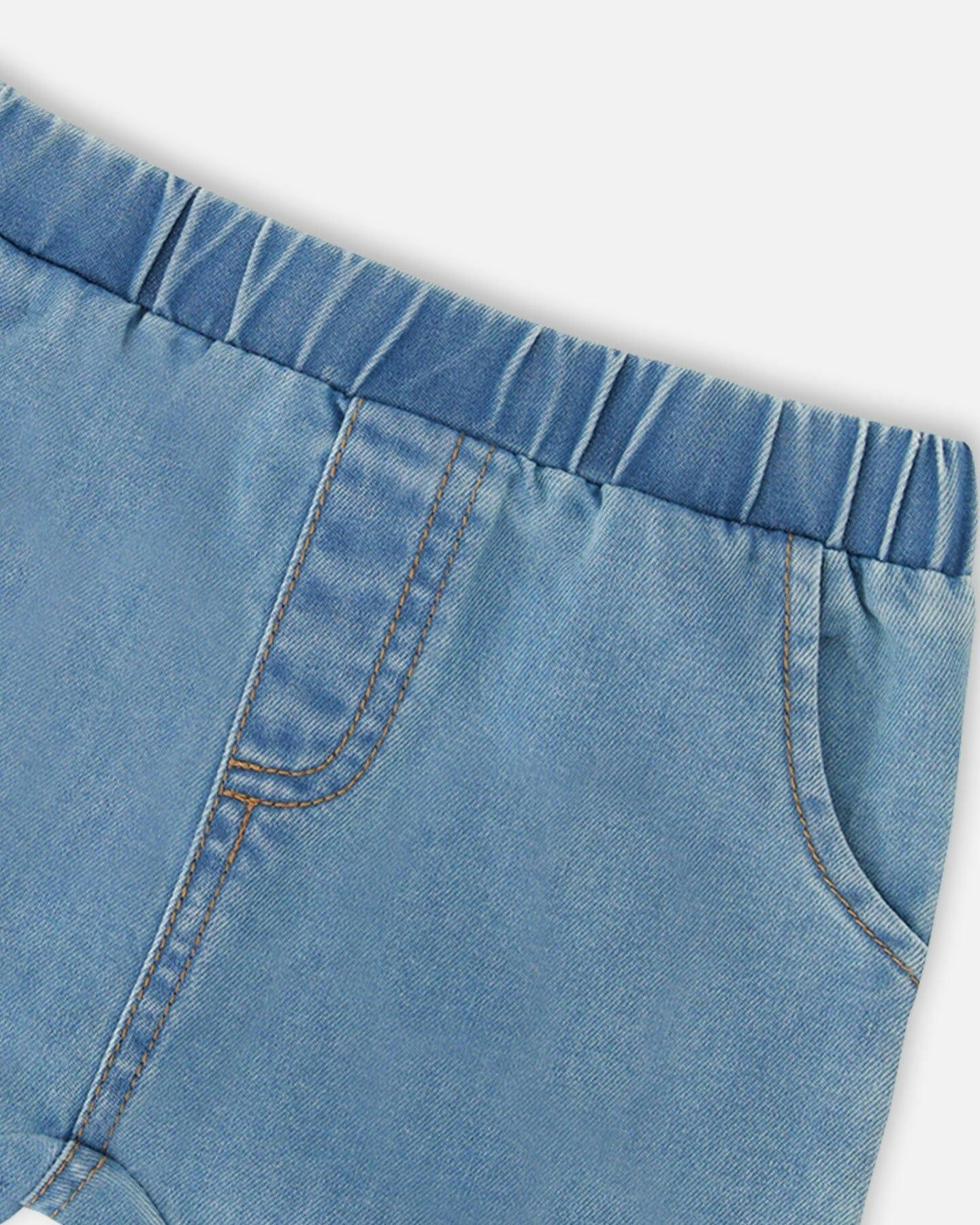 Light Blue Chambray Top And Short Set