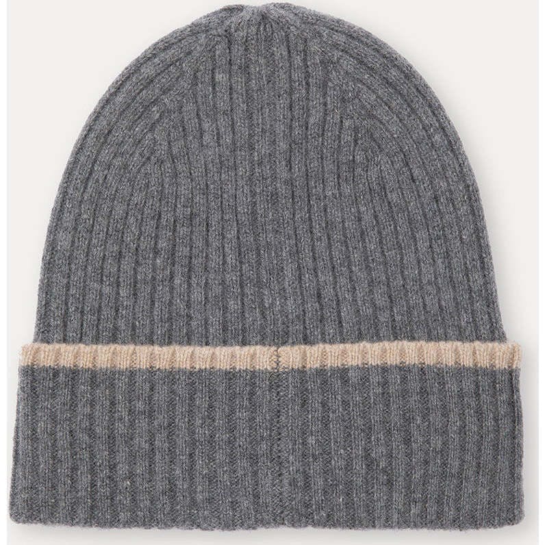 Merino Cashmere Ribbed Rolled-Up Beanie
