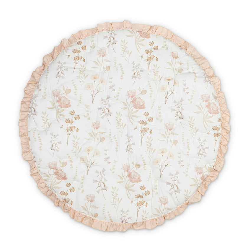 Violet Floral Ruffle Cotton Quilted Baby Play Mat