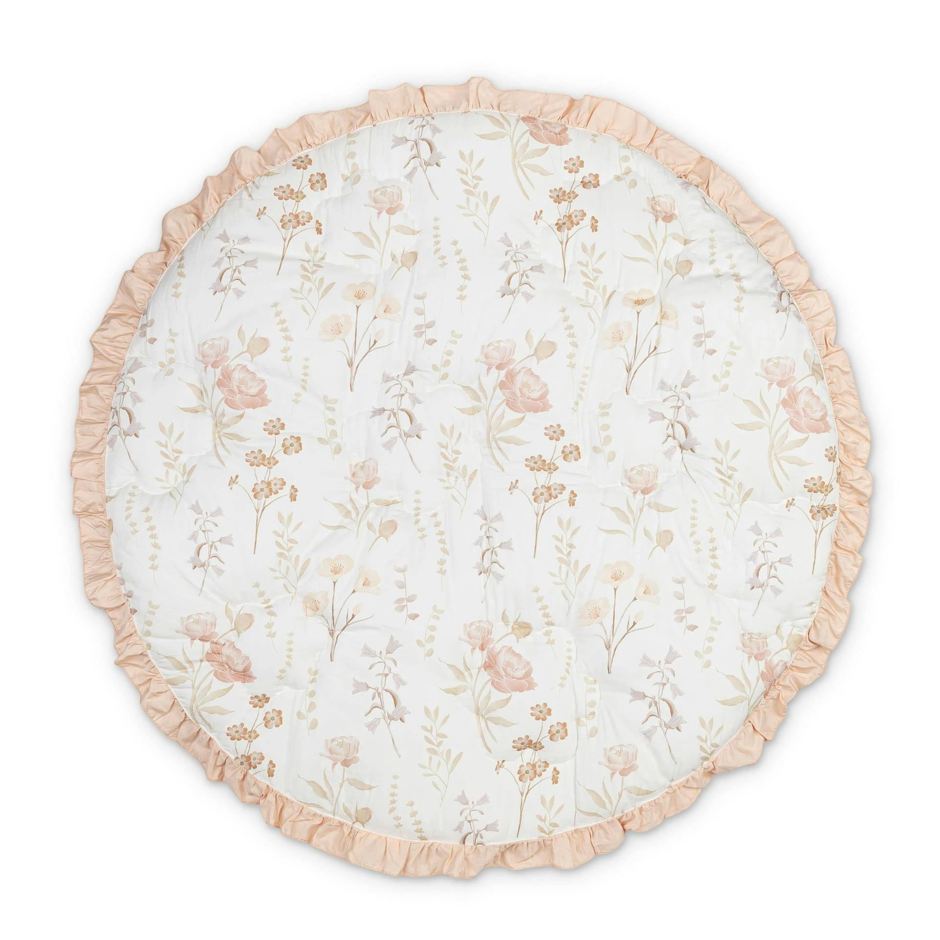 Violet Floral Ruffle Cotton Quilted Baby Play Mat
