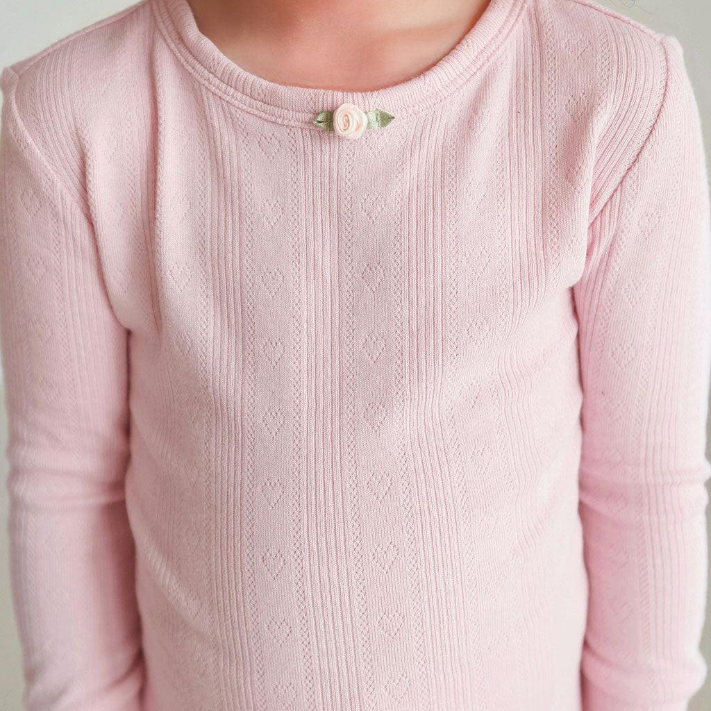 Icing Pink Pointelle Rosette Classic Pajama Set