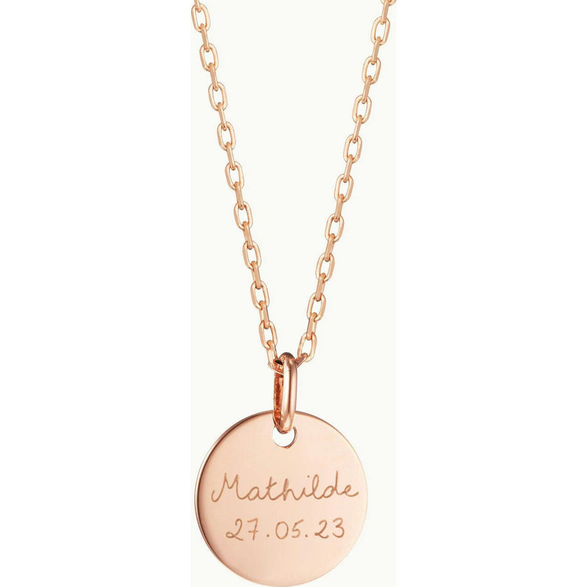 Personalized Christening Disc Necklace, 18k Rose Gold Plated