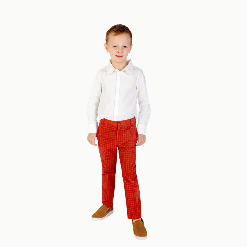 Boys' Chinos in Red Dino