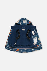 Two Piece Play Snowsuit Blue Bear Print With Rust Pants