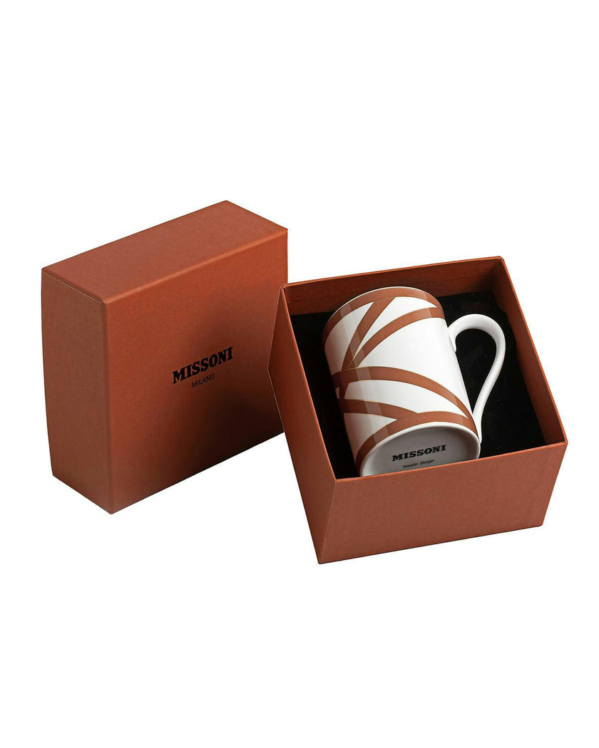 Mug Cup NASTRI in Luxury Box Beige diam. 3", H 3.9", cap. 12.5 oz