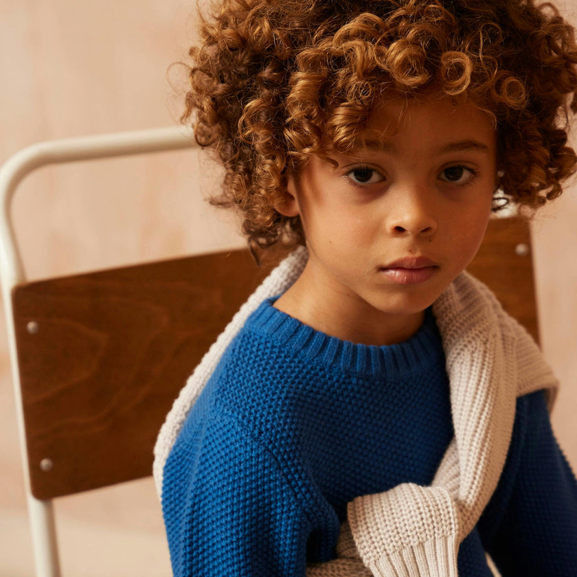 Moss Stitch Jumper | Cobalt Blue