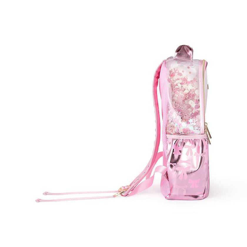 Pink Bow Confetti Clear Backpack by Packed Party | 17" Cute Backpack for Adults