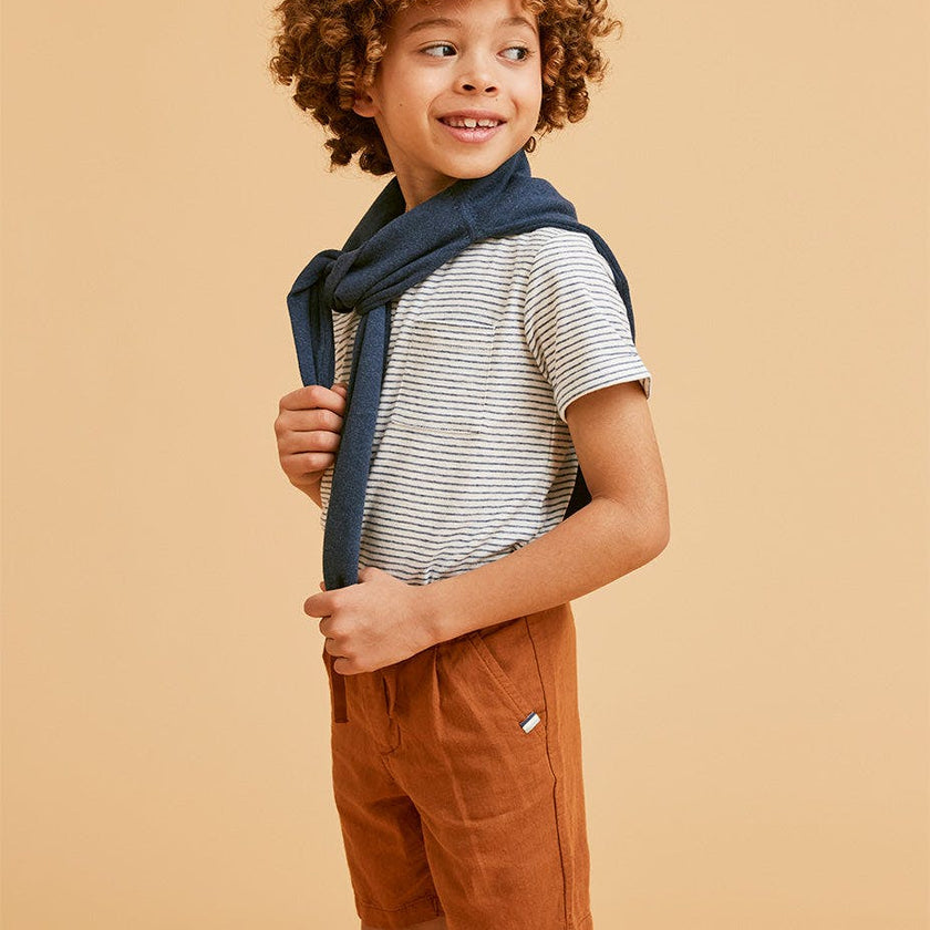 Rust Linen Cotton Shorts