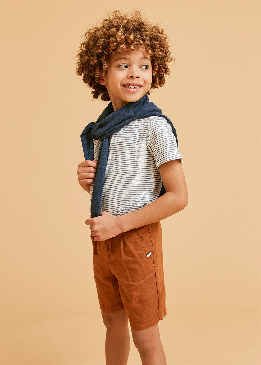 Rust Linen Cotton Shorts