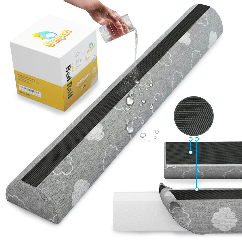 Sleepah Bed Bumpers for Toddlers - Memory Foam Guard Rail Pads for Kids Bed