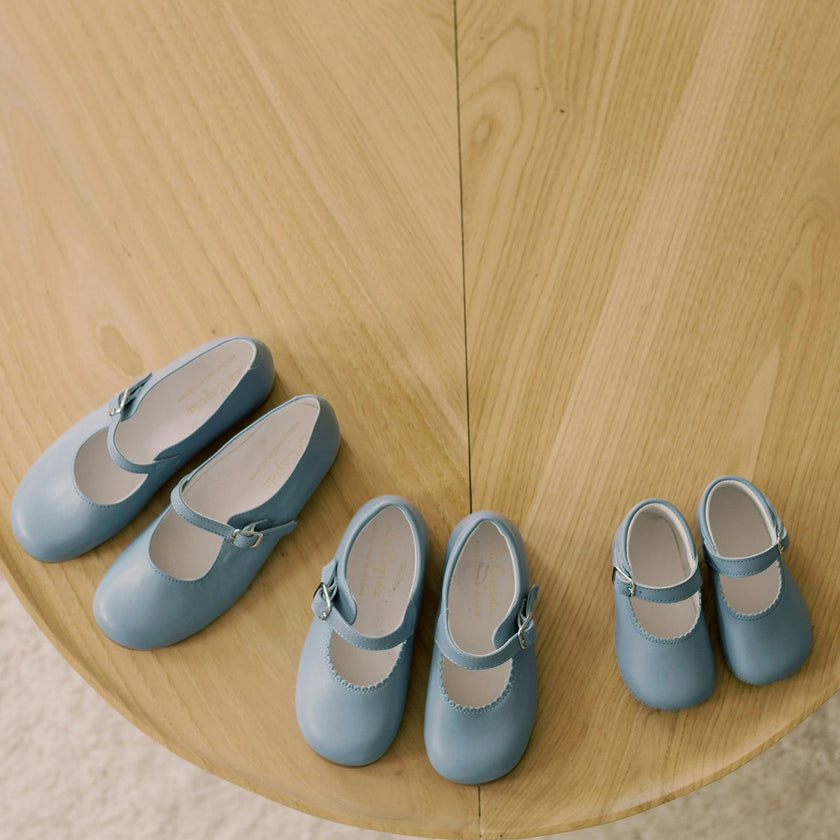 Dusty Blue Leather Girl Mary Jane Shoes