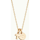 Personalized Mini Cross Necklace, 14k Gold Plated