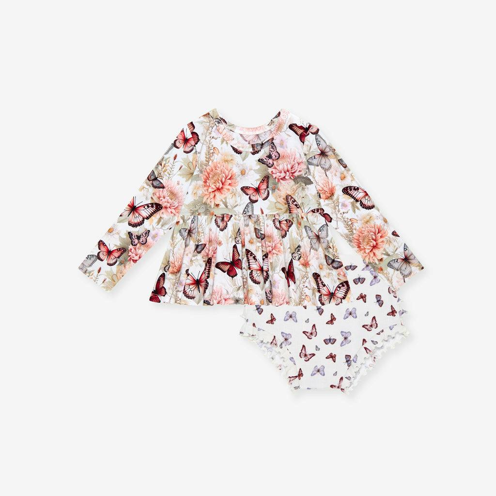 Leanne Peplum Ruffled Pointelle Bummie Set