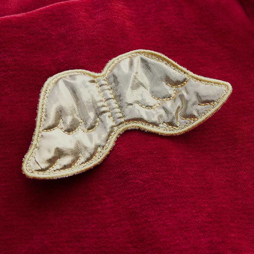 Velour Angel Wing™ Sleepsuit - Gold & Burgundy
