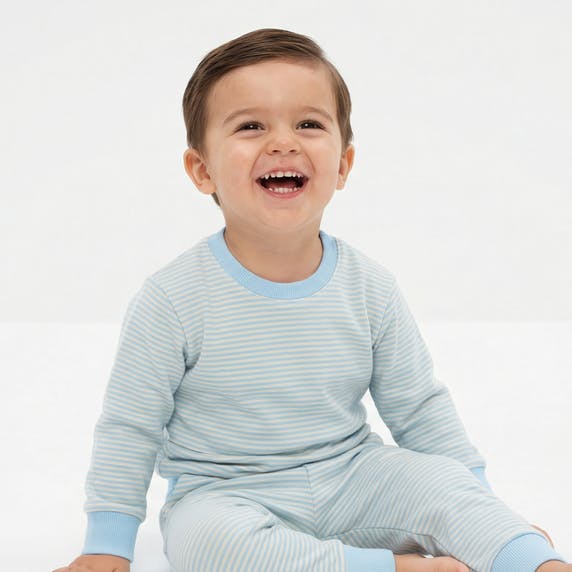 Seaside Stripe Little Lounger Bamboo Sweatsuit