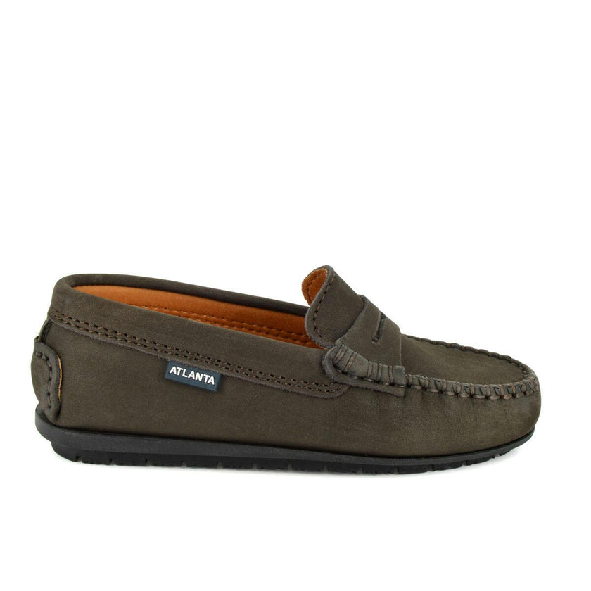 Penny Moccasin in Nubuck, Dark Brown
