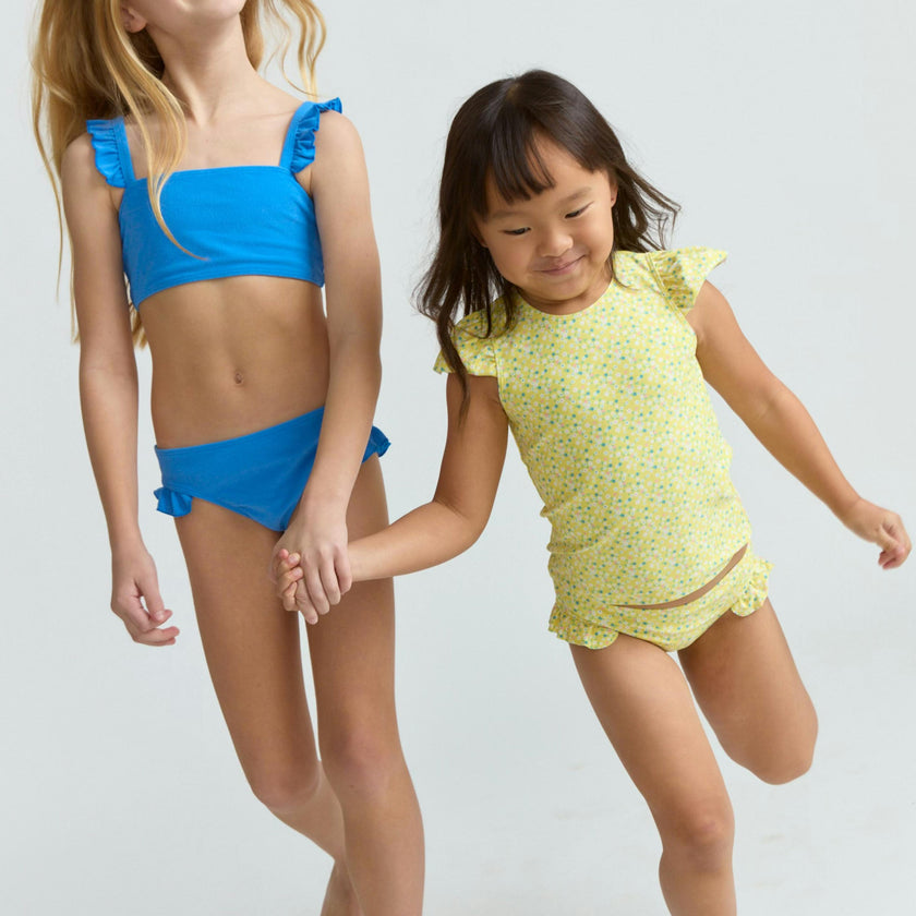 girls petite fleur cap sleeve rashguard set