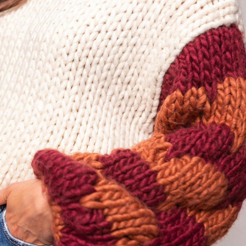 Aimee Sweater in Orange & Cream