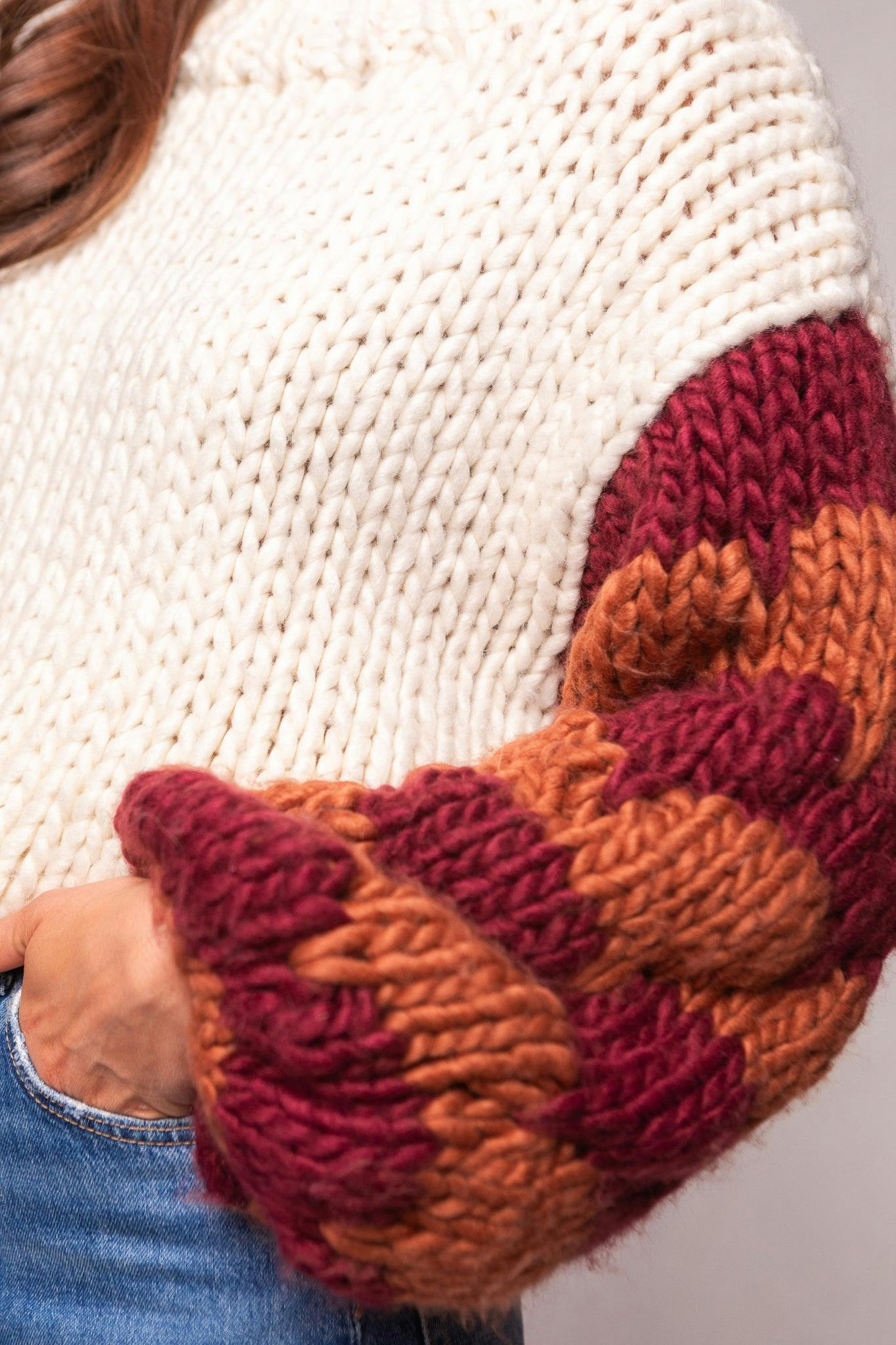 Aimee Sweater in Orange & Cream