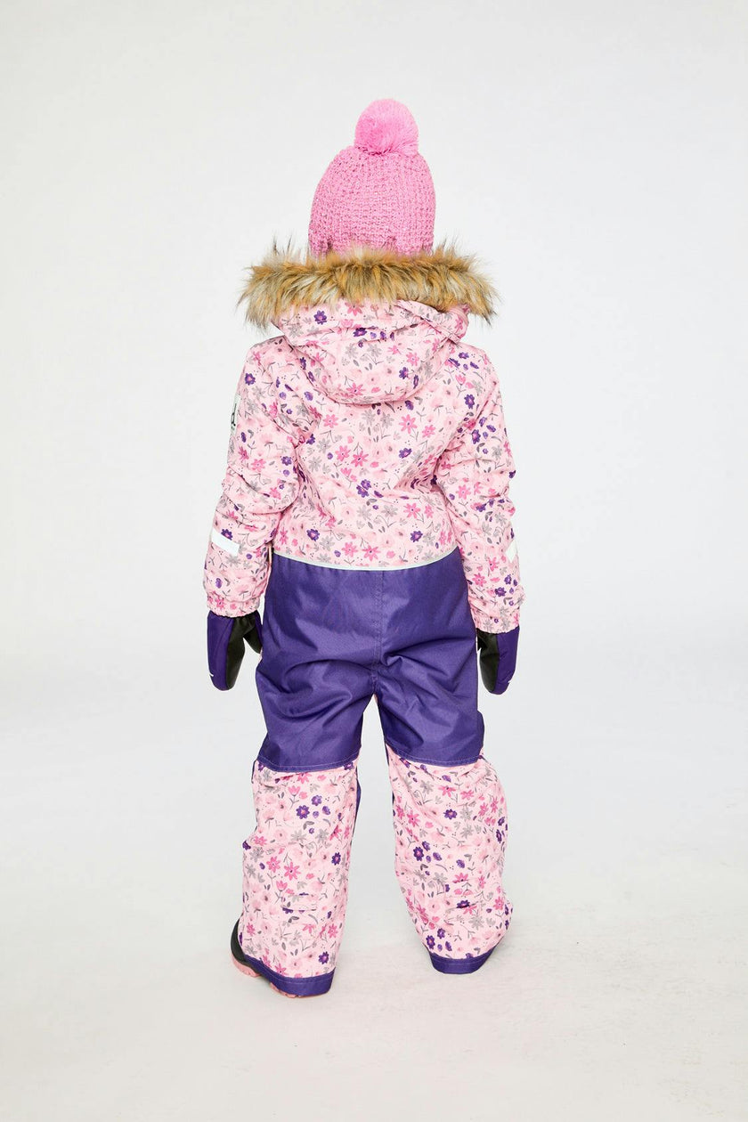 Kids One Piece Play Snowsuit Pink Mini Flower Print