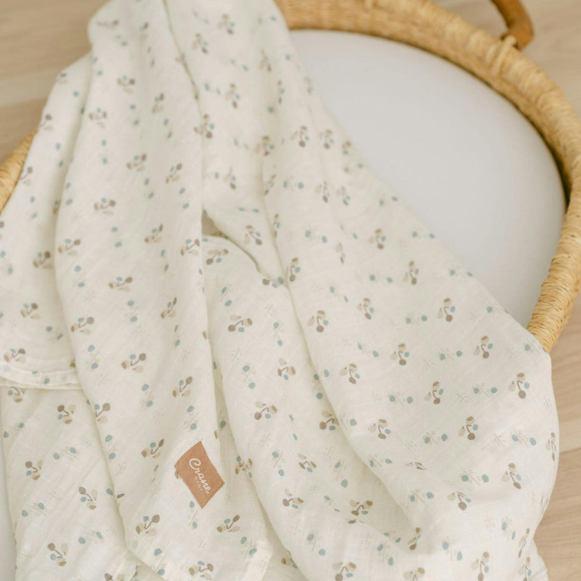 Avery Poppy 100% Organic Cotton Muslin Swaddle Blanket