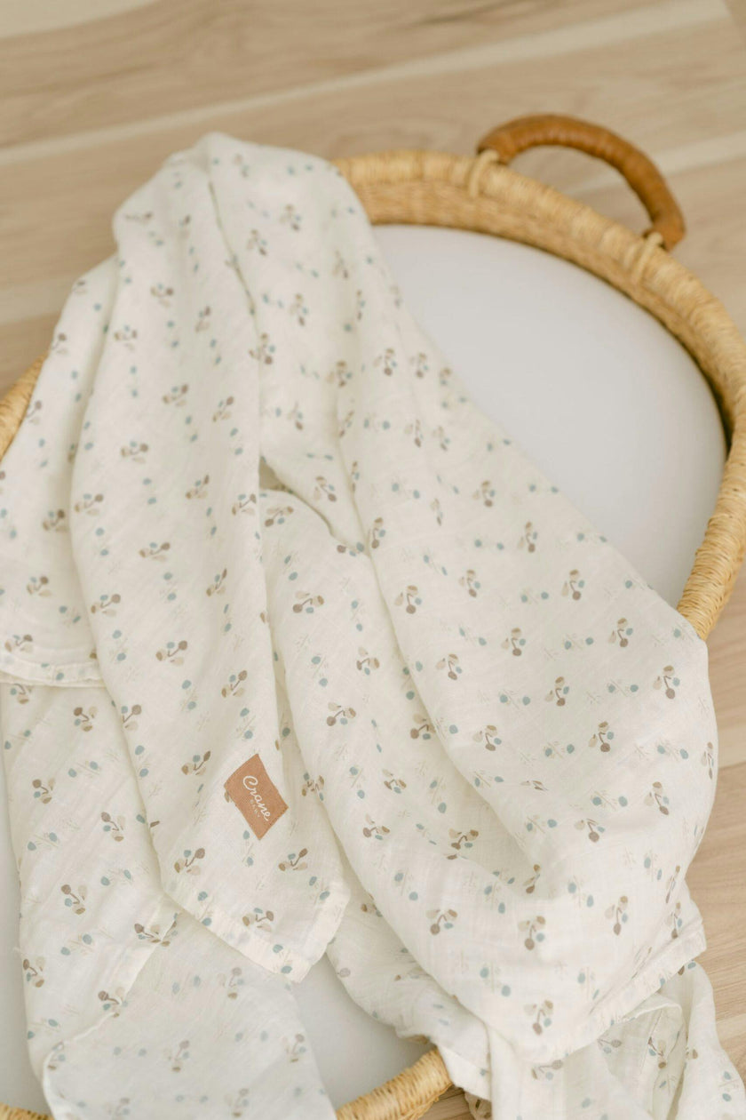 Avery Poppy 100% Organic Cotton Muslin Swaddle Blanket