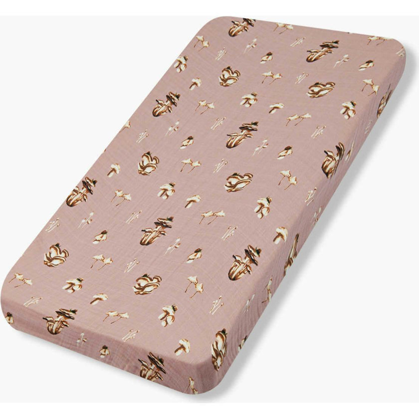Mushroom Organic Cotton Crib Sheet
