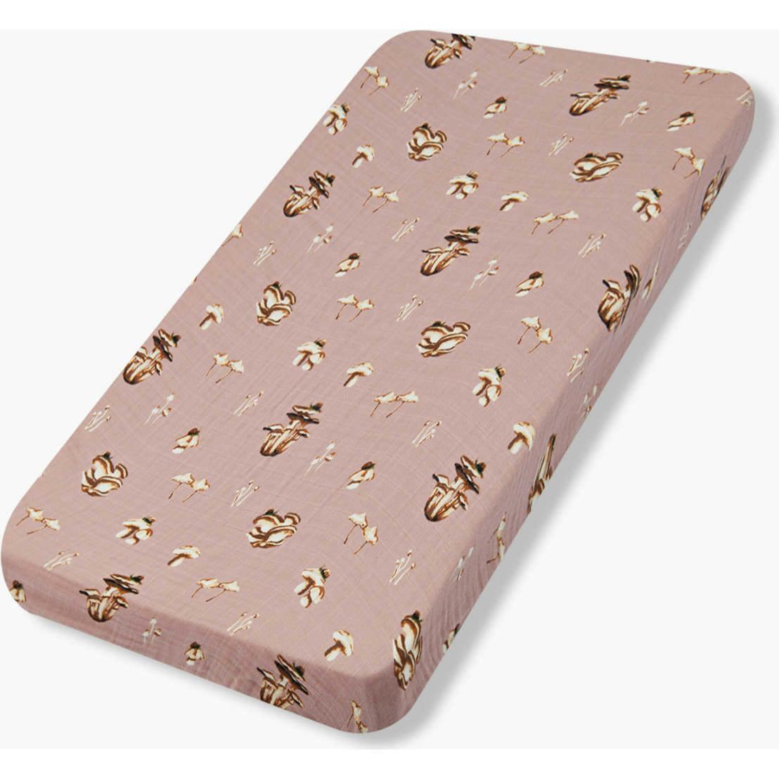 Mushroom Organic Cotton Crib Sheet
