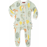 Vintage Balloons Organic Cotton Ruffle Zipper Footed Romper
