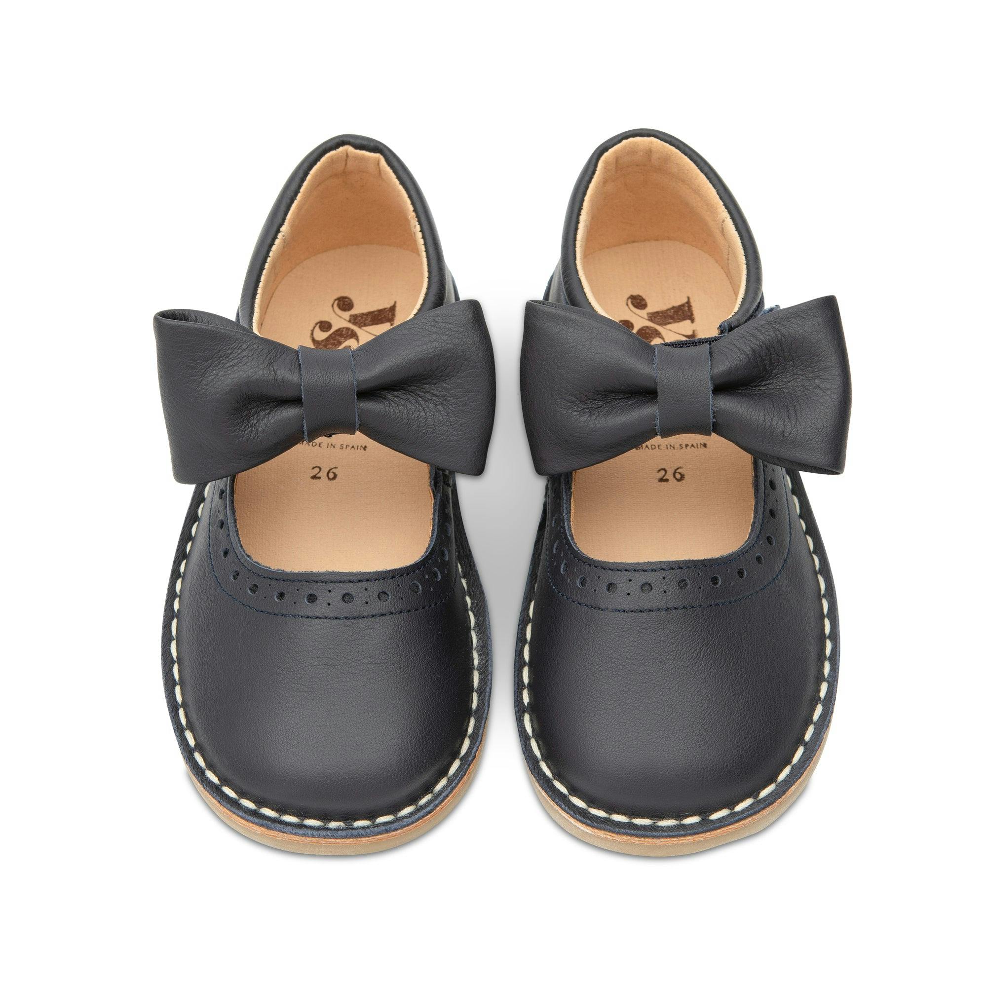 Martha Bow Mary Jane Kids Shoe - Navy Leather