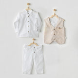 White 3pc Cool Dude Striped Outfit