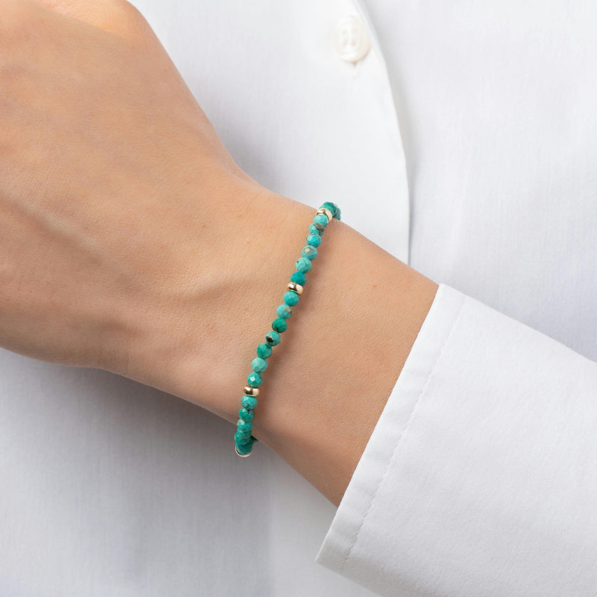 14K Gold Turquoise Segment Bead Bracelet